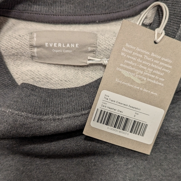 Everlane Organic Cotton Grey Track Crewneck Sweatshirt Men's Small Neutral NWT - Picture 3 of 6